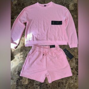 Pink Bow Embelished Crewneck and Shorts Set Size XL